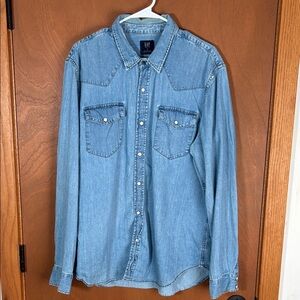 GAP Mens XL Slim Fit Light Blue Denim Shirt